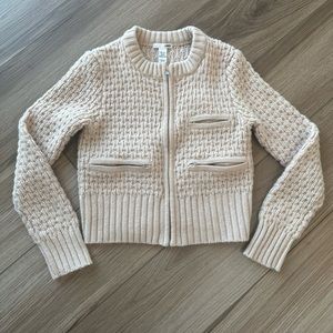 Vintage Blush Pink Cropped Zip Up Cardigan Jacket